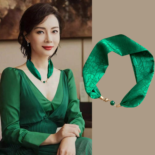 XSJ702 2023新款国风磁吸扣懒人小丝巾女时尚百搭护颈锁骨装饰项链配衬衫 商品图0