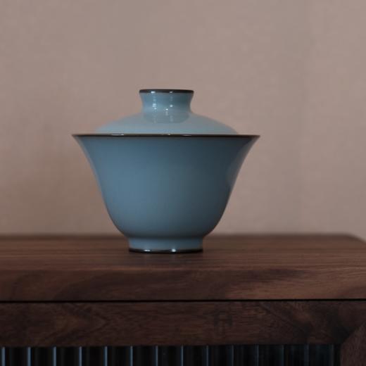 【仿南宋官窑】粉青釉盖碗  元宝盖碗  马蹄盖碗  斗笠盖碗  如意盖碗  紫口铁足 自然开片 景德镇制 商品图7