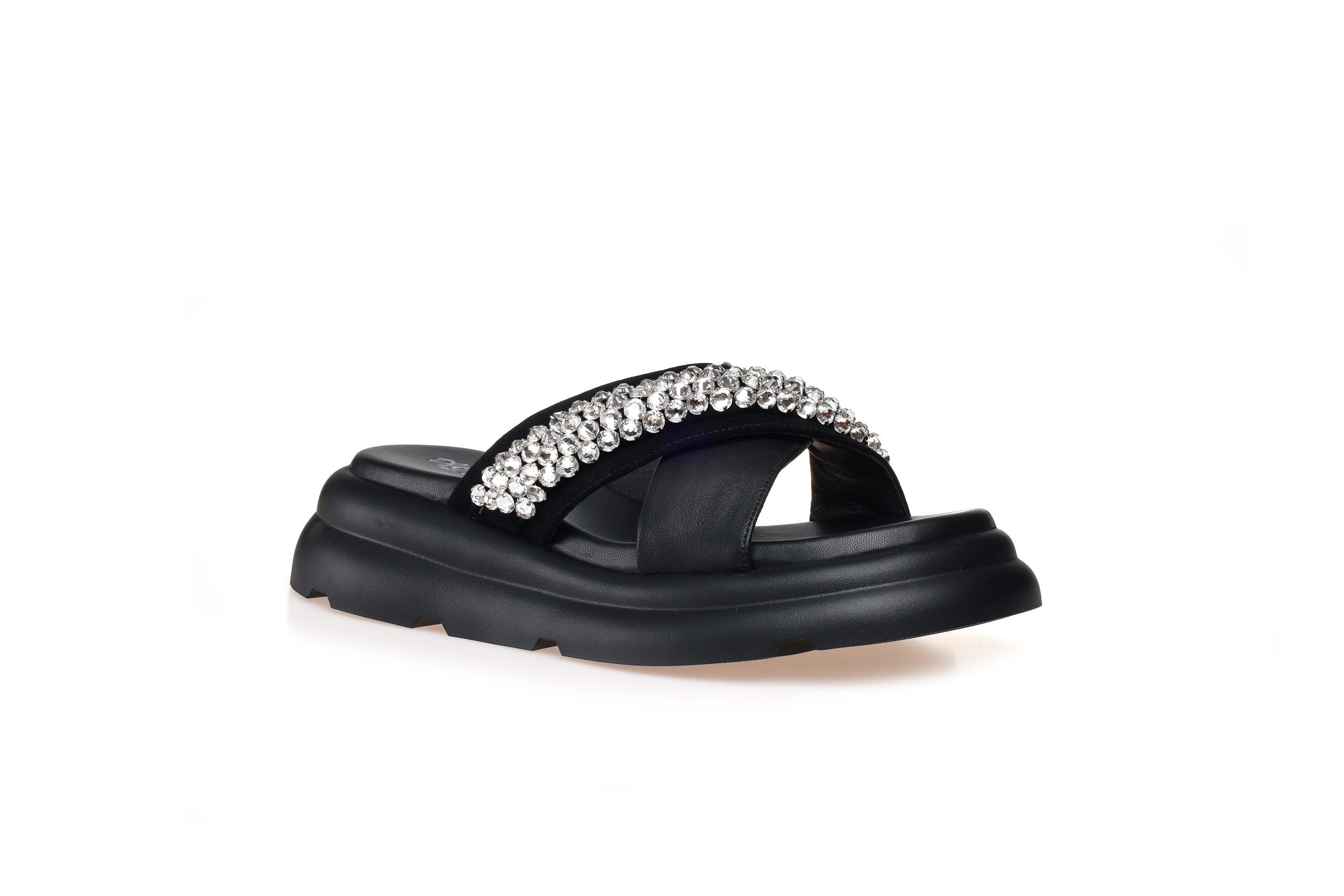 豪麟名鞋迪嘉女装羊皮革+羊反绒面革时尚凉拖DJSKA31WL009黑色