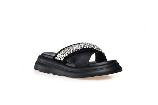 豪麟名鞋迪嘉女装羊皮革+羊反绒面革时尚凉拖DJSKA31WL009黑色 商品图0