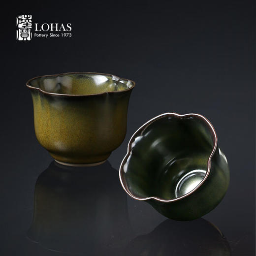 【清仓特惠5折，仅1件】陆宝汝窑茶杯主人杯单杯高端个人专用喝茶杯茶叶末釉品茗杯70ml礼盒装 海棠杯 商品图3