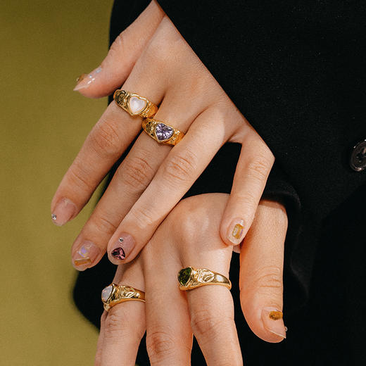 MINT THERAPY 复古层叠肌理爱心戒指 商品图7