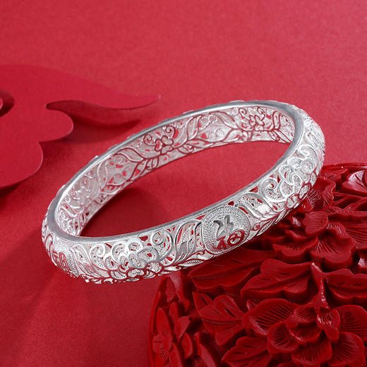 子佩集S990银聚福缘手镯【HSSZ】花丝 商品图2