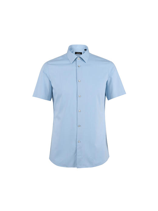 callisto蓝色桑蚕丝混纺短袖衬衫 SSSTS013C 商品图3