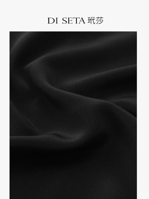 玳莎重磅真丝连衣裙2023年夏季新款短袖修身收腰黑色圆领显瘦裙子  DB35109 商品图3