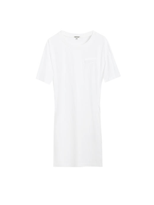 Self Who美国进口面料白色连衣裙2023新款夏季圆领别致落肩袖裙子 商品图4