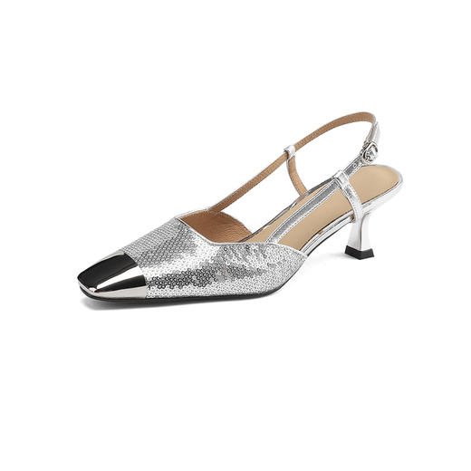 个性百搭，平头珠片拼接牛皮后空凉鞋DB-M5610 商品图13