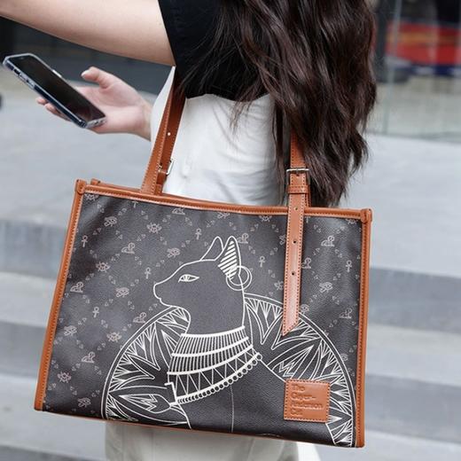 大英博物馆盖亚·安德森猫系列 PU老花托特包手提单肩包 商品图2