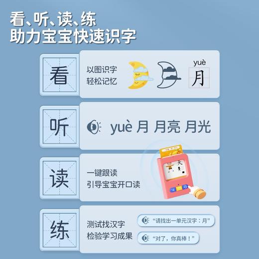 猫贝乐有声识字卡片机幼儿园认字早教机儿童宝宝启蒙汉字卡片全套 商品图3