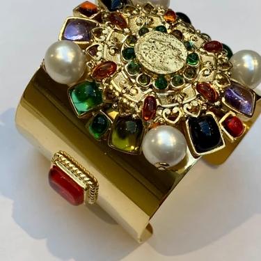 订购6个月到｜Gripoix Paris-Summer in Greece-琉璃 金币 琉璃珍珠 宽手镯［法国设计师］ 商品图1