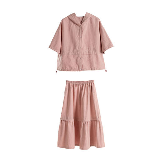 绽放325-326/棉麻连帽卫衣半身裙套装 商品图4