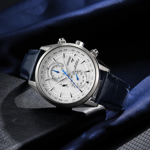 西铁城/CITIZEN光动能多局电波商务小蓝针皮带手表男AT8260-18A 商品图7