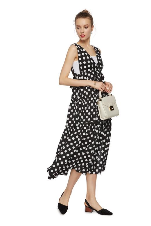 AVA 黑白波点开衩背心裙 6286 商品图3