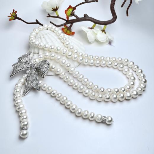 珍珠项链-蝴蝶结-大珠流苏 商品图0