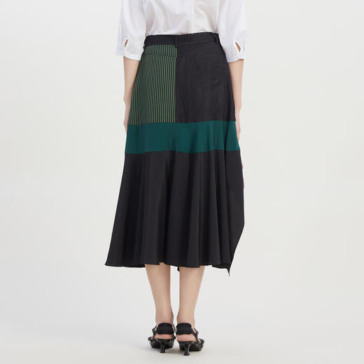 谜底复古不规则下摆半身裙2023夏季新款拼接中长裙半裙232MB0643 商品图2