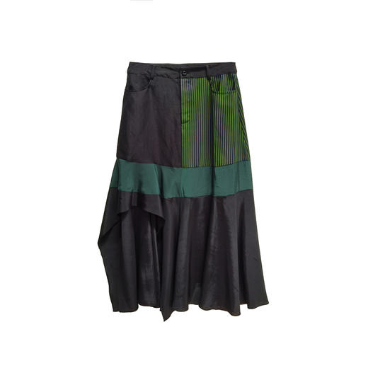 谜底复古不规则下摆半身裙2023夏季新款拼接中长裙半裙232MB0643 商品图4