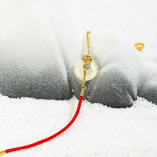 Fanci范琦×宫主福气平安扣【和田玉半红绳手链】生日礼物送妈妈 送女友 商品图2