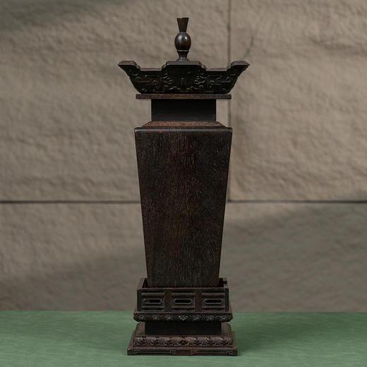 清 紫檀木雕云纹毗卢顶摆件 商品图1