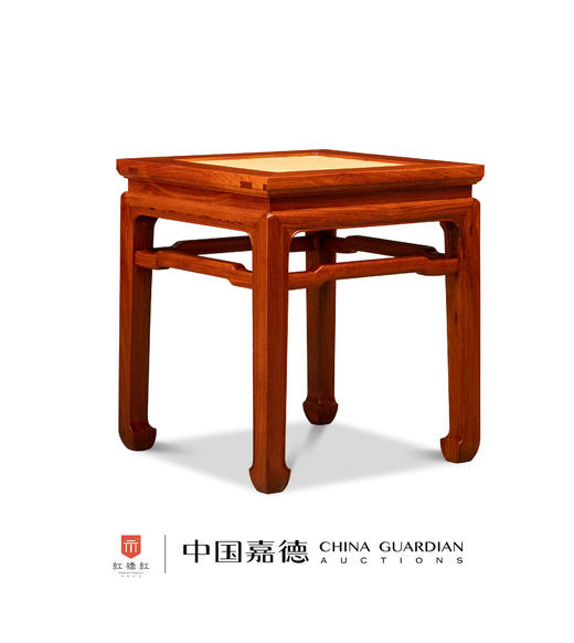 红桥红  家具严选  缅甸花梨（大果紫檀）【40马蹄腿带束腰 方凳  藤面】 商品图1