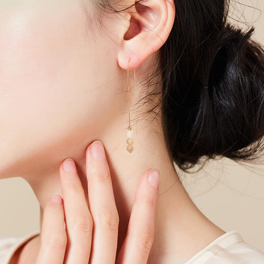 清雅渐变色和田玉首饰 项链  耳环 套装 商品图7