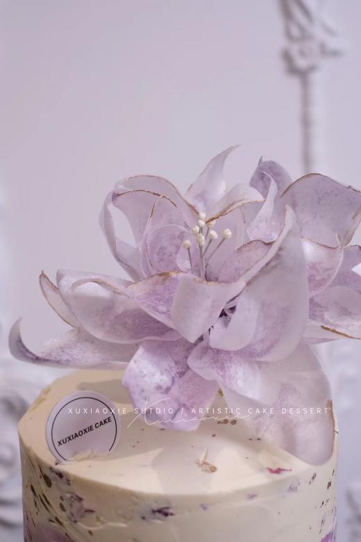 【4寸紫色蔷薇】4层胚3层夹心（蜜瓜+青提）玫瑰奶油霜抹面，威化纸蔷薇花 商品图2
