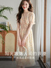 【五折购】熙世界剪花雪纺碎花V领连衣裙女夏季法式浪漫温柔风气质收腰裙子 商品缩略图3