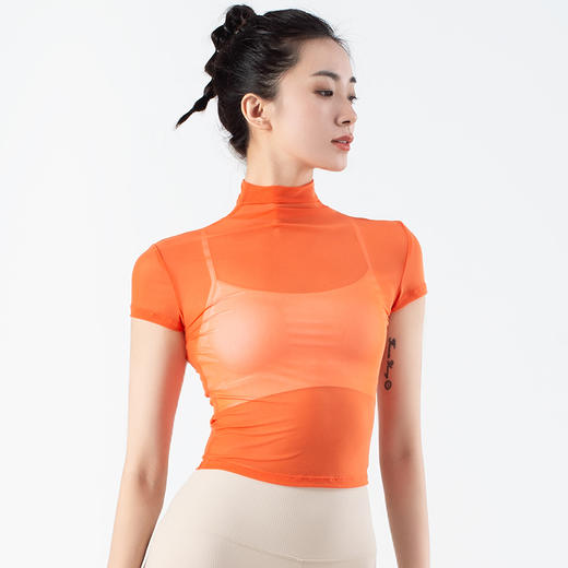 跃牌【化蝶双飞】系列高领瑜伽罩衫t恤网纱防晒瑜伽服TM0123 （不带胸垫） 商品图4