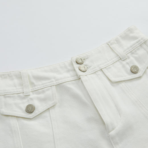 谜底宽松牛仔短裤女2023夏季新款百搭高腰纯棉阔腿短裤232MK0555 商品图3