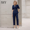 IWY/夏季优雅藏青色职业西服套裤女夏季新款双排扣修身ol西装套装CP13208 商品缩略图0