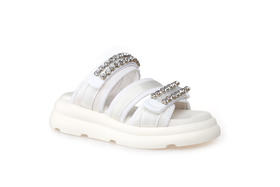 豪麟名鞋奥莱迪嘉女装羊皮革/织物时尚凉拖DJSKO31WL202白色  原价1660元