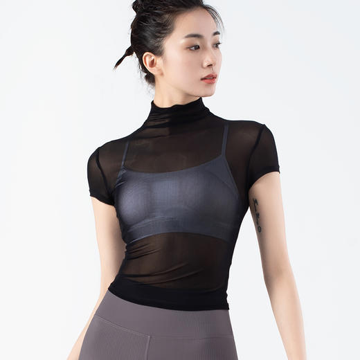 跃牌【化蝶双飞】系列高领瑜伽罩衫t恤网纱防晒瑜伽服TM0123 （不带胸垫） 商品图5