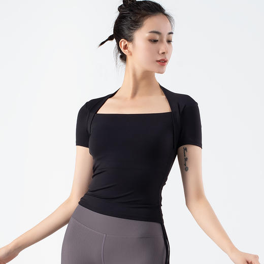 跃牌【化蝶双飞】系列裸感抽绳显瘦披肩假两件瑜伽服TM0114（可拆胸垫） 商品图8