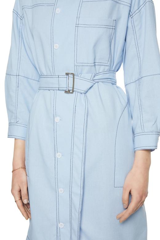 SUMMER & SAGE 蓝色束腰缝线连衣裙 6458 商品图2