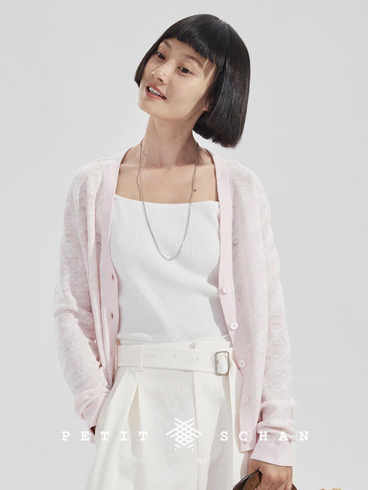 PETIT SCHAN小闪 CLO#259 无影 Shadowless 亚麻桑蚕丝双层提花针织开衫/空调衫 商品图3