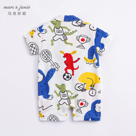 【防蚊】马克珍妮夏装新款 男宝宝满印短袖连体衣 婴儿爬服230627 商品图2