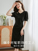 【专属特价】熙世界黑色气质通勤连衣裙女短袖2025年夏季新款抽褶收腰显瘦裙子 商品缩略图3