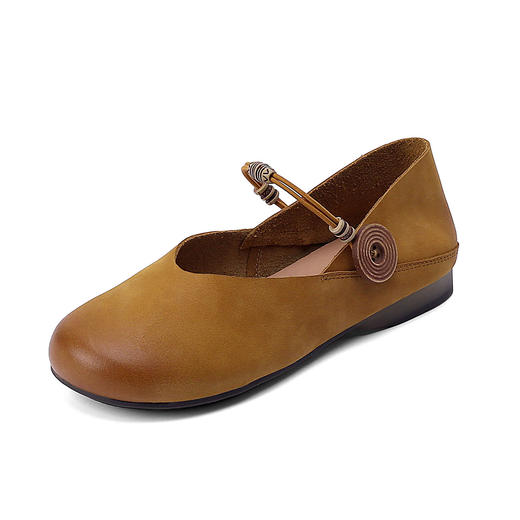 西村名物夏季新款浅口真皮奶奶鞋透气复古圆头凉鞋17608 商品图7