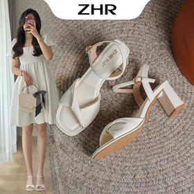 ZHR时装凉鞋女2023新款夏季气质高跟凉鞋女韩版小众ins潮粗跟凉鞋
