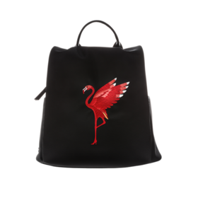 sheme火烈鸟刺绣拉链双肩包