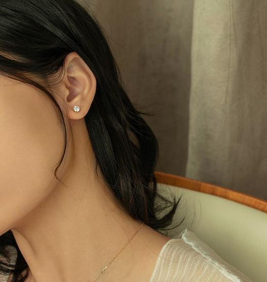 Oflye潮流饰品 银针锆石耳钉圆形女精致高级感小巧耳环新款百搭饰品 商品图2