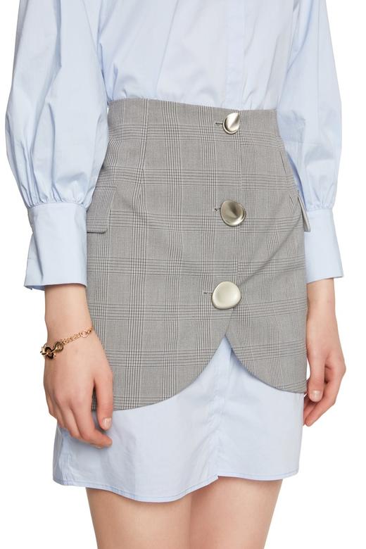 SUMMER & SAGE 格纹拼接蓝色衬衫裙 6507 商品图2