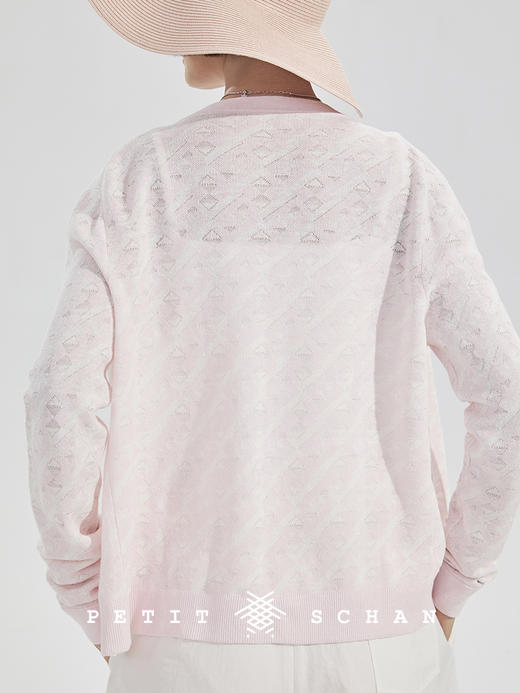 PETIT SCHAN小闪 CLO#259 无影 Shadowless 亚麻桑蚕丝双层提花针织开衫/空调衫 商品图5