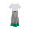 谜底拼接感连衣裙短袖2023夏新款时尚圆领百褶裙配腰带232ML0536 商品缩略图4