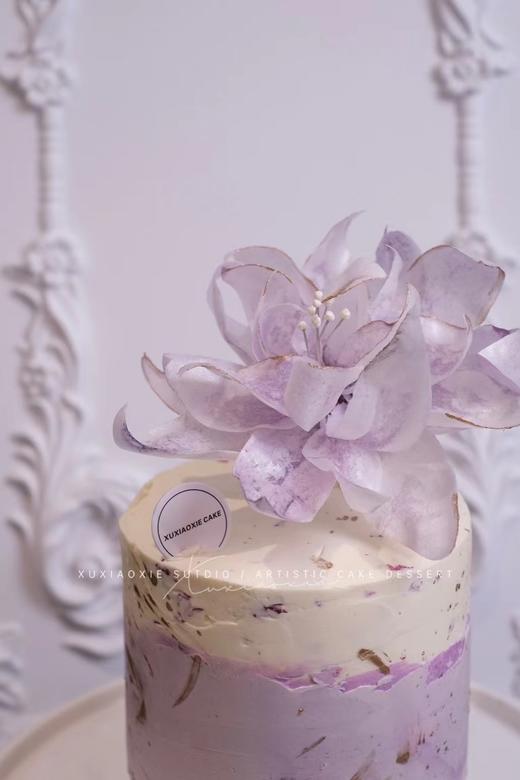 【4寸紫色蔷薇】4层胚3层夹心（蜜瓜+青提）玫瑰奶油霜抹面，威化纸蔷薇花 商品图1