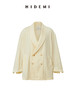 HIDEMI 清透艺术感微褶皱双排扣超薄西装外套 黄油色/黑色 商品缩略图8