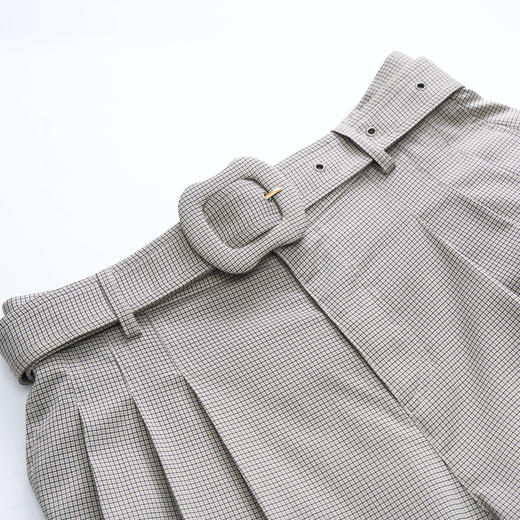 谜底时尚宽松裙裤女2023夏季新款简约高腰七分裤配腰带232MK0665 商品图3