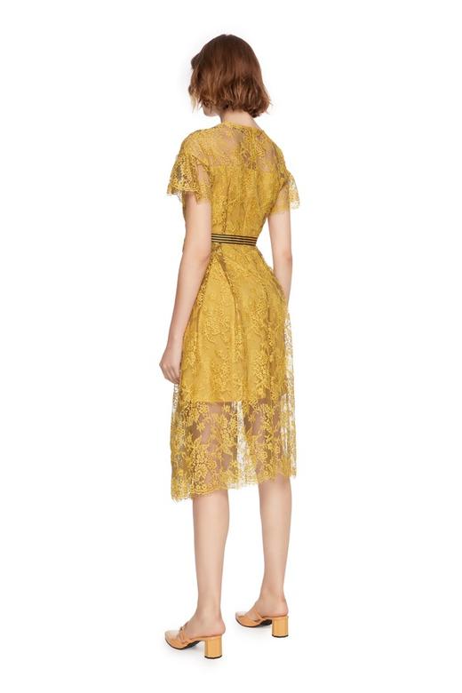 TONGRI曈日 黄色蕾丝半透明连衣裙 5147 商品图1