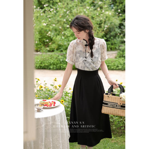 鹿向南《南国晚风》新中式吊带裙女夏季新款收腰A字裙LXN29907 商品图2