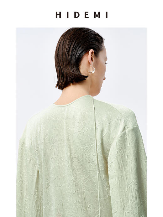 HIDEMI 浮雕褶皱艺术缎面不对称绑带设计感三件套 露背上衣/中短裤/半身裙 商品图2