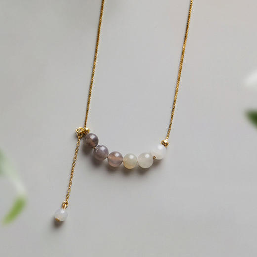 清雅渐变色和田玉首饰 项链  耳环 套装 商品图1